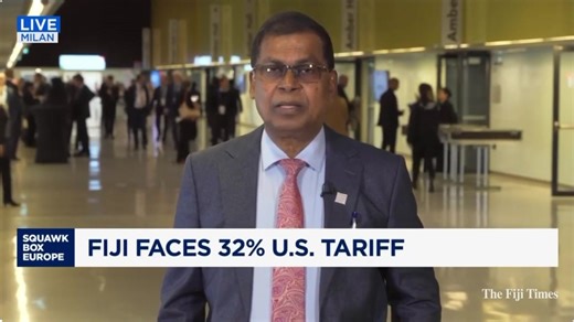 #FijiTimesNews In an interview with CNBC International, Deputy Prime Minister and Finance Minister, Prof Biman Prasad discussed the 32% tariffs the U.S. has imposed on Fiji, the bilateral collaboration between Fiji and China and why climate change is a problem that needs to be addressed immediately. Prof Prasad is currently in Milan, Italy attending the Asian Development Bank annual meetings. #Fiji #FijiNews 🎥 CNBC INTERNATIONAL | The Fiji Times