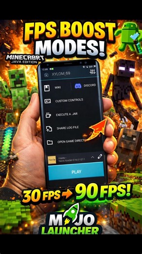 Mojo Launcher FPS boost 😱30 FPS 90 FPS on Minecraft Android 🔥#shorts #minecraftandroid #mojolauncher