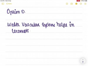 SOLVED:The water vascular system of sea stars functions in a. circulation of gasses and nutrients. b. digestion. c. locomotion. d. reproduction. e. Both a and c are correct.