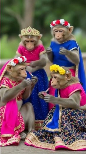 🐒 Funny Monkey Doing Makeup 😂 | Cute Monkey Makeup Video #Shorts