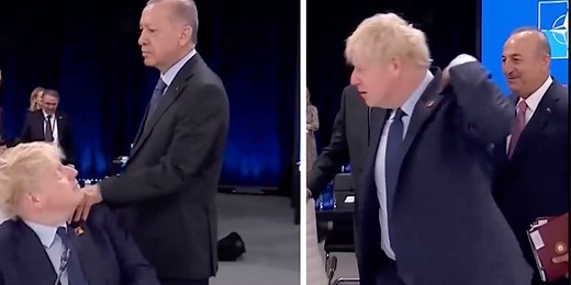 Boris Johnson awkwardly shaking off the Turkish president has become an instant meme