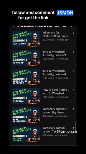 jsmon.sh | Continuous Frontend Security on Instagram: "1 Playlist = Wireshark Mastery 🦈 From packets to patterns — learn how real network traffic tells the truth. #Cybersecurity #ethicalhacking #bugbounty #jsmon"