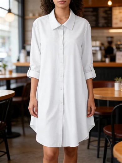 Plus Size Collared Button-Up that’s so flattering 🤍 Long sleeve, solid & perfect for daily casual spring/fall wear#casualstyle #streetwear #plussizeoutfits #momstyle #shopmyshowcase