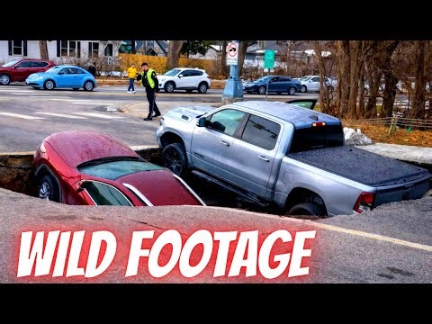 Massive Sinkhole Swallows Two Cars - Bad drivers & Driving fails #1495