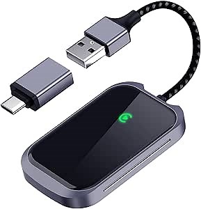 Wireless CarPlay Adapter for Apple, Convert Wired CarPlay to Wireless Control Dongle, Play No Latency for Cars & Apple iPhone from 2015 Easy Setup from iOS 10+ to Screen