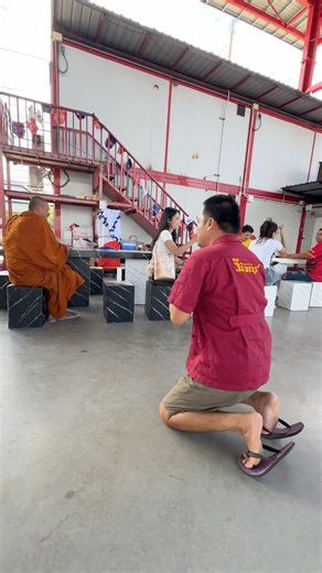 "Let the monk bless my head so I'll meet lots of girls 😂 #DragonTent #AunKalasin"