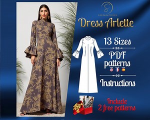 PDF Digital Sewing Pattern for Arlette Dress | A Line Dress Pattern | Gown Sewing Pattern | Full Dress Pattern | Maxi Dress Pattern - Etsy