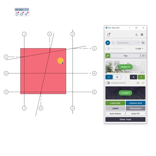 This is how diagonal grids are created using 5D Plus. There's a video with English voiceover in the comments. 😍 *** Đây là cách tạo lưới trục xéo với 5D Plus nè ae. Tính năng này chưa ra mắt. Mình mới tạm làm đến đây, sẽ còn bổ sung thêm thắt sao cho sử dụng tiện lợi hơn. | 5D SketchUp