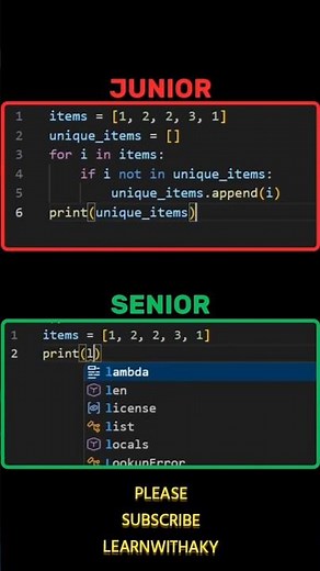 #python #cprogramming #correctcoding #learnwithaky #programming #developer joiner vs senior