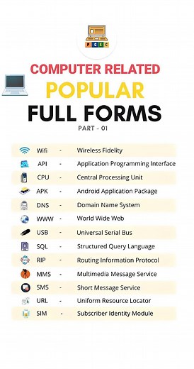 Progress | Computer | Education | Center | 🖥 Important Full Form....... #pcec #progresscomputer #progresscomuteredu #gkquestions #gkworld #computervision #computerscience #wifi... | Instagram
