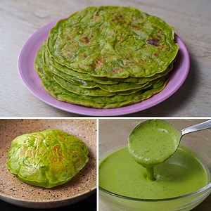 1.6M views · 3K reactions | Palak Paratha With Liquid Dough | No Kneading No Rolling Palak Paratha Recipe | Yummy Recipes | Facebook
