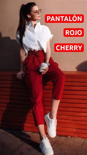 PANTALÓN rojo cherry, combinaciones en tendencia #pantalon #rojo #temdencias #combinaciones #moda