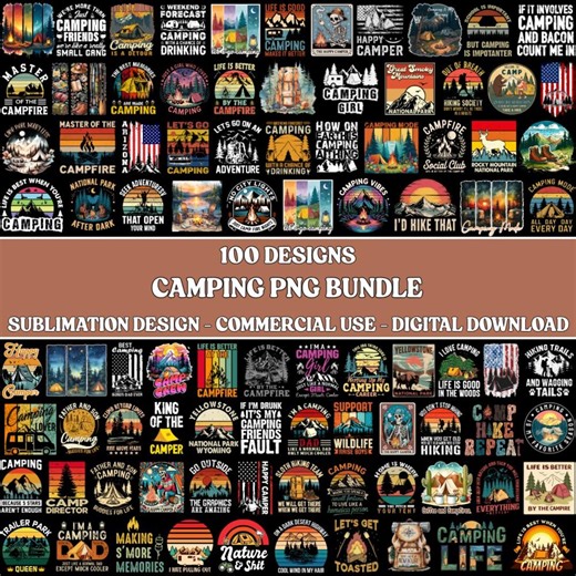 100  Camping Png Bundle, Outdoor Adventure, Nature Lover, Camp Life Designs, Hiking, Digital Download - Etsy