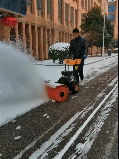 Small push snow sweeper