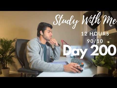 12 Hour Live Study With Me|Medical Student| 90/10 Pomodoro| Rain Sounds🌧️|Day 200