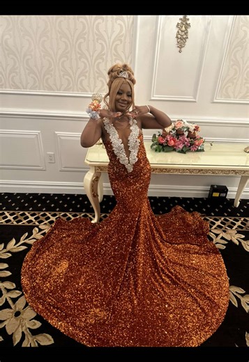 🧡🔥🤩 Orange you glad I’m posting again?! 😝😜😎 #Prom2025 #CustomDress #MadeToFit