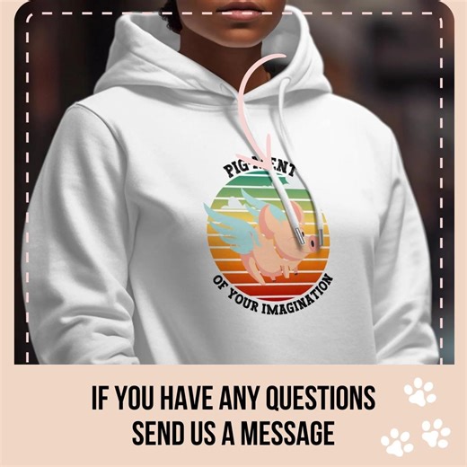 Flying Pig Hoodie, Pigment of Imagination, Cute Animal Graphic Sweatshirt, Quirky Design, Unique Gift, Pig Lover Apparel - Etsy