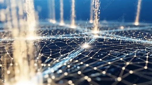Futuristic AI data network animation,lines forming a dynamic digital grid