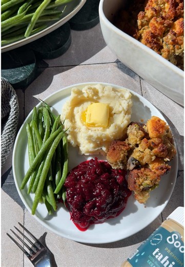 We’re not saying Tahini Cornbread Stuffing will outshine the turkey… but then again, side dishes often do. 🤭 Thanksgiving classics are great, but a tiny twist keeps things exciting! Tahini adds a smooth, toasty richness that makes the whole dish taste extra special without complicating anything. Ingredients 1 Tbsp olive oil 2 Tbsp unsalted butter 1 large yellow onion, chopped 4 cloves garlic, finely chopped 3 stalks celery, chopped 8 oz. cremini mushrooms, quartered 10 cups cubed prepared cornb