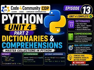 Python Basics Episode 13 | Dictionaries & Comprehensions | Code4Community CDP