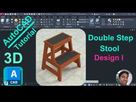 3D Double Step Stool (Wood) design I in AutoCAD