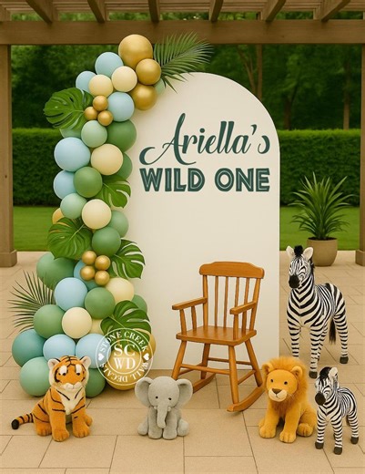 Wild One Vinyl | Safari or Jungle Theme Backdrop Display for First Birthday Party, Photo Area, or Kids Celebration (decal Only) - Etsy