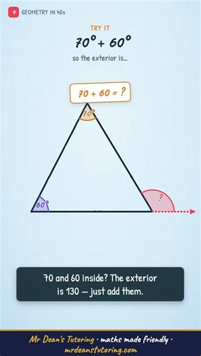 Exterior Angle of a Triangle — No Third Angle Needed #Geometry #Year8Maths #mathshelp