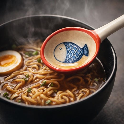 Set of 4 Hand-painted Japanese Ceramic Soup Spoons – Ramen, Pho Cutlery - Etsy