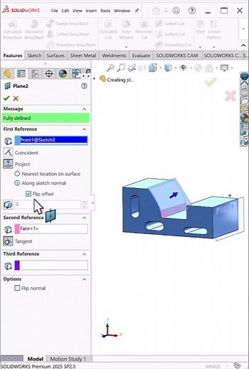 Reference Plane in SolidWorks | Projected Plane Tutorial #shorts