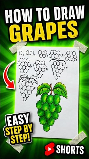 🍇 Easy Grapes Drawing for Kids | Step-by-Step 🍇#viralshorts #drawingforkids