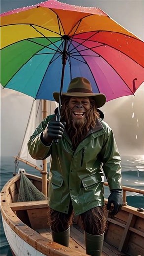 Bigfoot Found an Umbrella While Fishing! 🎣☂️ #Shorts