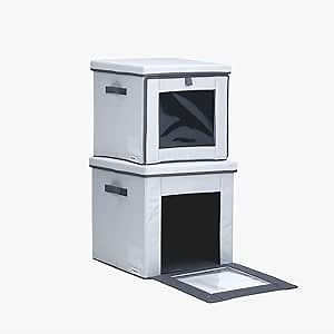 Foldable Clothes Storage Bag Organizer Dual Access Magnetic Bins Strong Handle Quality Fabric for Collapsible Closet Boxes Under the Bed Linen Bedding Blankets 2 Pack (Grey, Large)