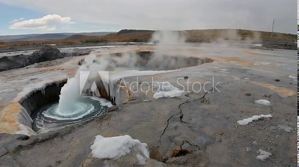 breathtaking ultra hd 4k footage of strokkur geyser iceland erupting dramatically the geothermal area with steaming landscapes around showcasing nature s power volcanic activity unique travel