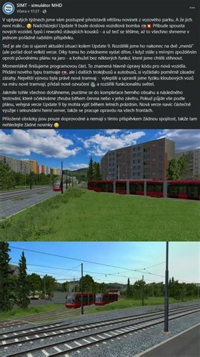 Simt Simulator - Update 9 - Aktuální situace - Info z oficiálního FB - 29.4.2026