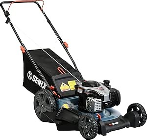 SENIX LSPG-M7 21'' Gas Push Lawn Mower, with 140 cc 4-Cycle Briggs & Stratton Engine, 3-in-1 Bagging, Mulching, and Side Discharge, 6-Position Dual Lever Height Adjustment, 16 Gallon Grass Bag