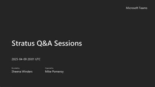 Stratus Q&A Session 1