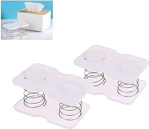 2 Pack Tissue Box Spring Support Clear Acrylic Tissue Box Holder Lifting Springs Support Parts for Rectangular Tissue Holder Dryer Sheet Holder Dispenser Facial Tissue Case