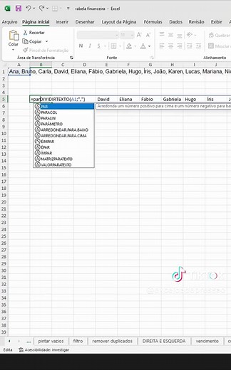 Como dividir valores de uma célula no Excel