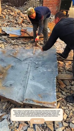 Traditional Stone Splitting Technique Using Hammer and Chisel #construction #traditional #teknik