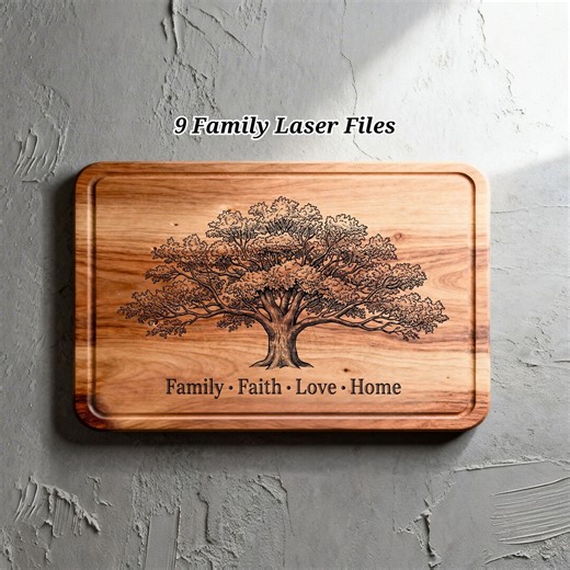 9 Family Tree SVG Laser Files, Meaningful Quote Engraving Designs, Charcuterie Board Glowforge Xtool - Etsy