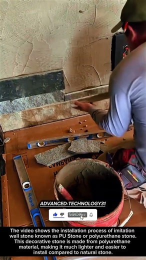 Lightweight PU Stone Wall Installation – Modern Decorative Stone Technique !! #innovation #tool