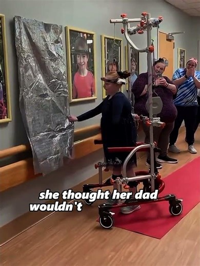 Girl in Halo Brace Gets the Best Surprise From Her Dad#shorts #story #heartwarming #hearttouching