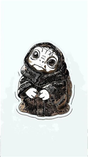 Cute Baby Turtle in a Cloak: Step-by-Step Drawing