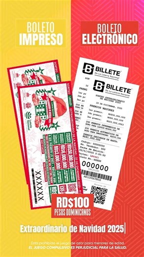 ¡Gana en grande esta Navidad! Con el sorteo especial Extraordinario de Navidad 2025, puedes adquirir tus boletos electrónicos en los siguientes puntos autorizados: 📍 VIA — @via.rd 📍 TodoMásRD — @todomas_rd 📍 La Suerte Dominicana — @lasuertedominicana También puedes comprar tus boletos impresos en: 📍 Hipermercados Olé — @hiperole 📍 Plaza Lama — @plazalama 📍 Los billeteros ubicados en la Av. Independencia esquina Jiménez Moya, Centro de los Héroes (La Feria) • Está prohibido el juego de azar