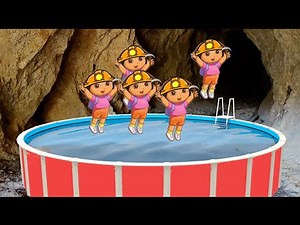 Five Little Dora the Explorer Miner Jumping on the Pool - Nursery Rhyme