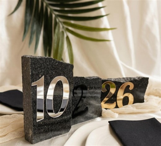 Black 3D Acrylic Stone Table Numbers, Custom Wedding Table Sign, Wedding Table Decor - Etsy