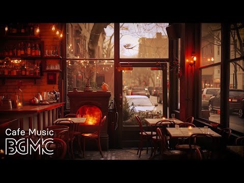 Winter Jazz with Coffee Shop Fireplace - Mellow Jazz Music With Crackling Fireplace Sound for Work