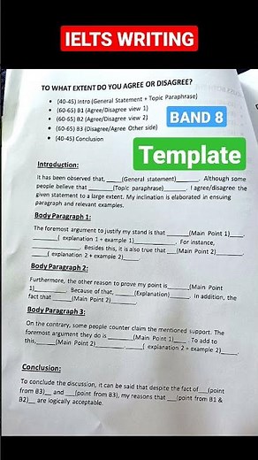 IELTS WRITING TEMPLATE : TO WHAT EXTENT DO YOU AGREE OR DISAGREE