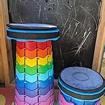 2 Pack Portable Telescoping Stools Collapsible Stool with Cushion,Retractable Foldingstool Max Load Capacity 400lbs, Portable Collapsible Stools for Camping Hiking Outdoor BBQ Black-Red