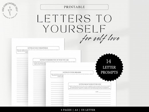 Letters to Yourself - Guided Self-love Worksheet - A4 US Letter Printable - Self-reflection Journal - Mindset Worksheets - Etsy